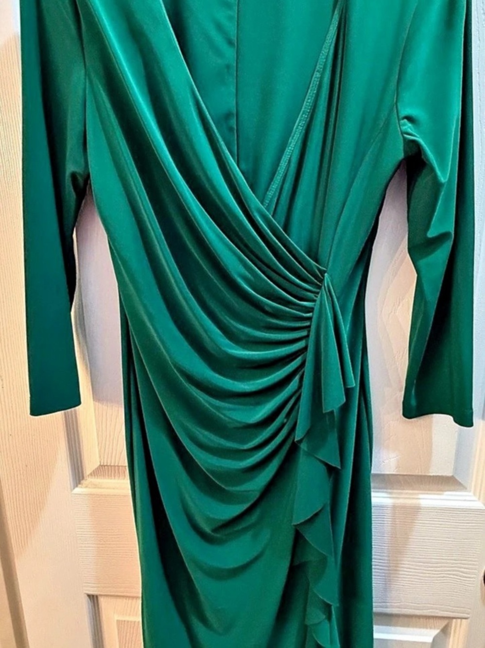 Jones New York Draped Midi Dress in Green Size 4 Like New